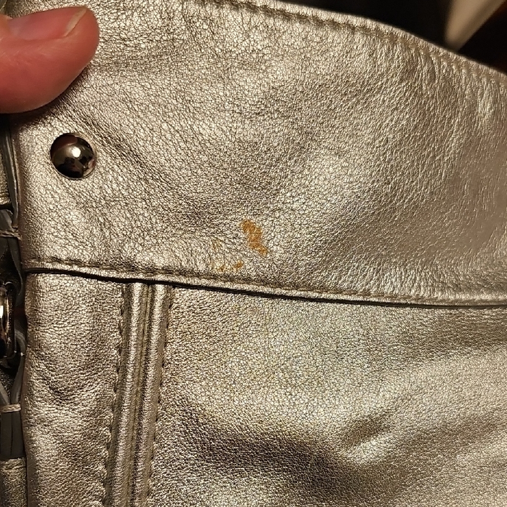 Coach Zoe Large Silver Metallic Shoulder Bag - Picture 7 of 8